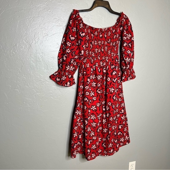 Who What Wear Smocked Flare Midi Dress - Picture 4 of 8